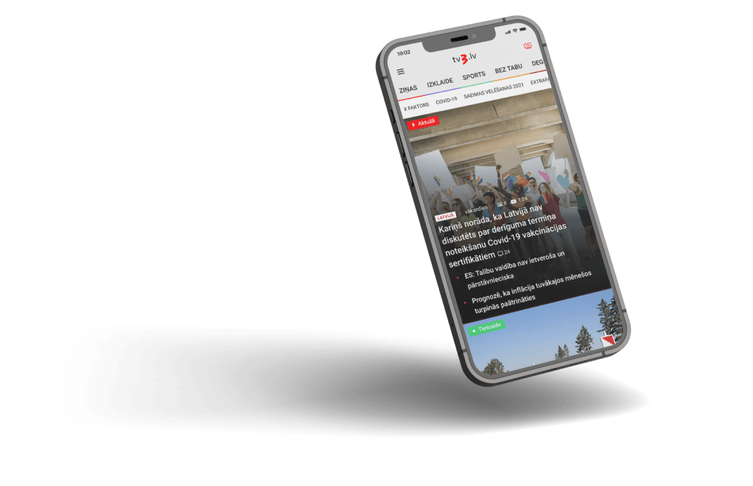 TV3 digitālā produkta mobilā saskarne